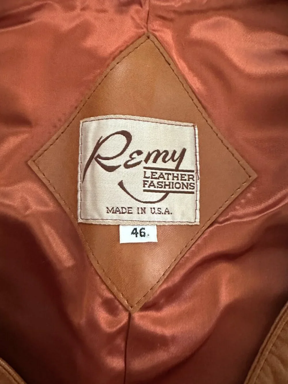 Vtg Remy Leather Fashions Men's Brown soft smooth Vest Size 46 Made in USA